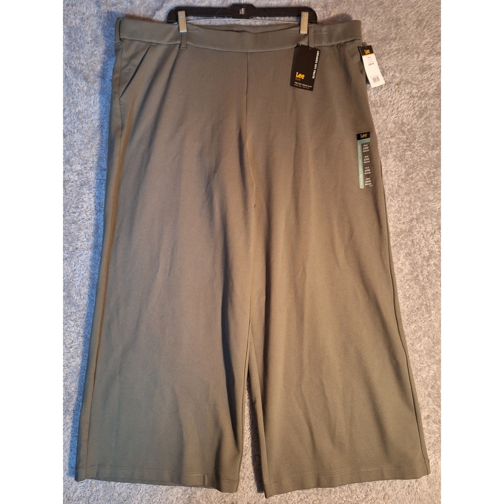Lee Plus Ultra Lux Comfort Wide Leg Pants Olive Green 24W Medium 112343944 NWT